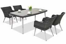 Esclusivo set da pranzo in rattan Cordoba antracite per 4 persone Garden Point