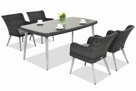 Esclusivo set da pranzo in rattan Cordoba antracite per 4 persone Garden Point