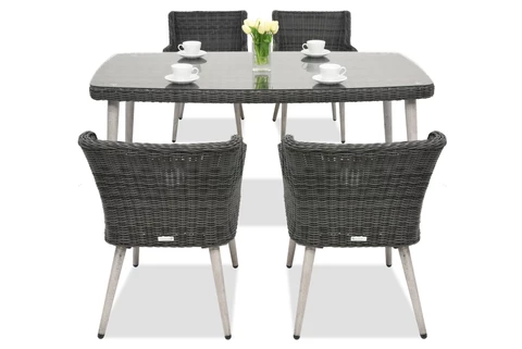 Esclusivo set da pranzo in rattan Cordoba antracite per 4 persone Garden Point