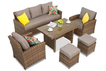 Mobili da giardino in technorattan Parma Apetito 5 marrone con pouf Garden Point