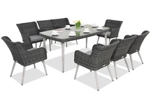 Set di mobili da pranzo esclusivo in technorattan Cordoba antracite per 8 persone di Garden Point