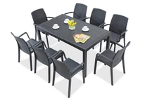 Set di mobili in technorattan Houston/Indiana antracite per 8 persone Bica