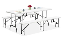 Un set di tavolo da catering pieghevole 180 cm + 2 panche