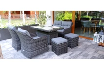 Pouf in Technorattan per il set Garden Point Toledo antracite - 2 pezzi