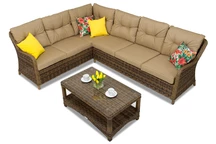 Divano angolare da giardino con tavolino Toledo Corner marrone Garden Point