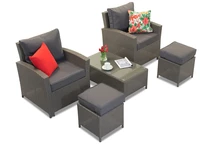 Mobile lounge in tecnorattan antracite Parma Terrace con pouf Garden Point