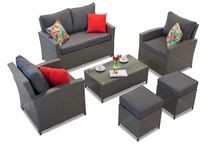 Mobili da giardino in technorattan Parma Coffee 4 antracite con pouf Garden Point