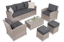 Mobili in technorattan Parma Coffee 5 grigio con pouf Garden Point