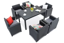 Set da pranzo in technorattan Nebraska Premium 6 antracite Bica