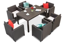 Set da pranzo in technorattan Nebraska Premium 6 marrone Bica