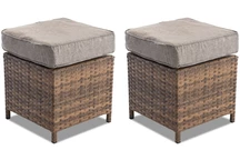 Set di 2 pouf in technorattan Parma marrone Garden Point