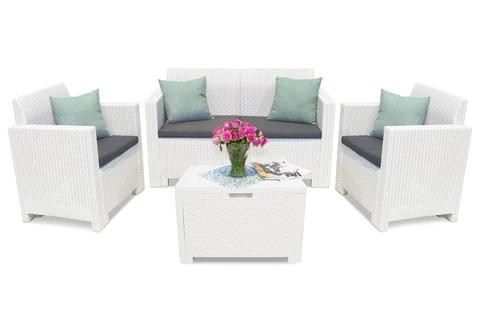 Set in technorattan Nebraska Coffee 4 bianco Bica