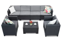 Set in technorattan con divano allungato Colorado Coffee 6 Max antracite Bica