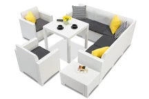 Set in technorattan con divano angolare Dallas Nebraska Comida 7 bianco Bica