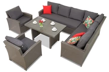 Set in technorattan con divano angolare Parma Comida 7 antracite Garden Point