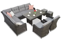 Set in technorattan con divano angolare Toledo Comida 7 antracite Garden Point