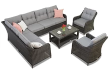 Set in technorattan con divano angolare Toledo Corner 7 antracite Garden Point