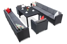 Set in technorattan con due grandi divani Colorado Apetito Max 12 antracite Bica 