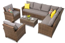 Un set da giardino con angolo Parma Corner 7 marrone Garden Point