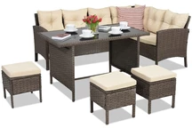 Divano angolare Bari realizzato in rattan sintetico Garden Point, marrone