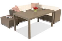 Divano angolare in technorattan con tavolo da giardino Colorado Comida 5 cappuccino Bica