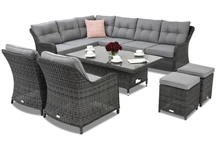 Mobile da giardino in rattan Toledo Comida 7 Lift + 2 pouf Garden Point antracite
