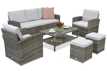 Mobile da giardino Monaco Coffee 5 + 2 pouf Garden Point grigio