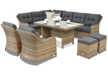 Mobile da giardino Toledo Comida 7 in polyrattan con 2 pouf melange Garden Point