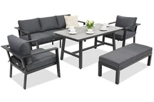 Mobile da giardino in alluminio Sydney Apetito 5 con panca Garden Point antracite