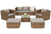 Mobile da giardino in polyrattan Roma Coffee 5 + 2 pouf Garden Point marrone