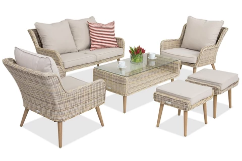 Mobili da giardino Bilbao Coffee 4 + 2 pouf sabbia Garden Point