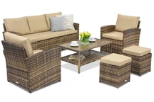 Mobili da giardino Monaco Coffee 5 + 2 pouf Garden Point marrone