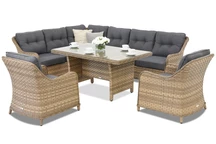 Mobili da giardino con divano angolare Toledo Comida 7 Garden Point cappuccino