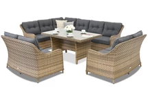 Mobili da giardino con divano angolare Toledo Comida 9 Garden Point cappuccino