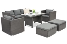 Mobili da giardino in rattan Roma Apetito 5 + 2 pouf neri Garden Point