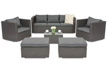 Mobili da giardino in rattan Roma Coffee 5 + 2 pouf neri Garden Point