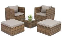 Mobili da giardino in rattan Roma Terrace + 2 pouf marrone Garden Point