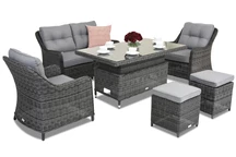 Mobili da giardino in technorattan Toledo Apetito 4 Lift + 2 pouf Garden Point antracite