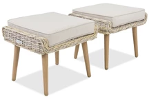Pouf in technorattan per terrazza Bilbao Garden Point sabbia - 2 pezzi