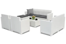 Set di mobili da salotto in technorattan Nebraska Relax Corner 8 bianco Bica