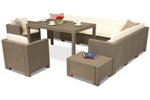 Set in technorattan con divano angolare Colorado Comida Max 9 cappuccino Bica