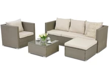 Mobile da giardino in Technorattan Roma Corner 5 Garden Point grigio chiaro