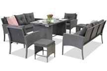Mobile da giardino in polyrattan con pouf Bari Apetito 8 Garden Point antracite
