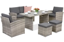 Mobili da giardino Monaco Apetito 4 + 2 pouf Garden Point grigio chiaro