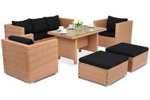 Mobili da giardino in technorattan Roma Apetito 5 + 2 pouf Garden Point giallo miele