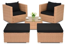 Mobili da giardino in technorattan Roma Terrace + 2 pouf Garden Point giallo miele