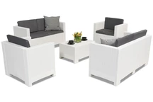 Set di mobili in technorattan Colorado Coffee 6 bianco Bica