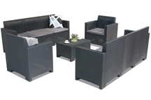 Set di mobili in technorattan Nebraska Coffee 8 antracite Bica per 8 persone