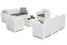 Set di mobili in technorattan Nebraska Coffee 8 bianco Bica per 8 persone