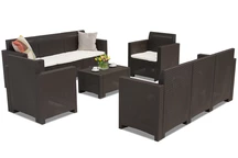 Set di mobili in technorattan Nebraska Coffee 8 marrone Bica per 8 persone
